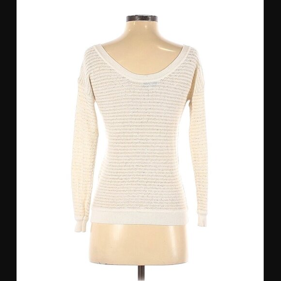 Sandro Sweater S Thin Knit Scoop Neck Sequins Stripe - Picture 3 of 10